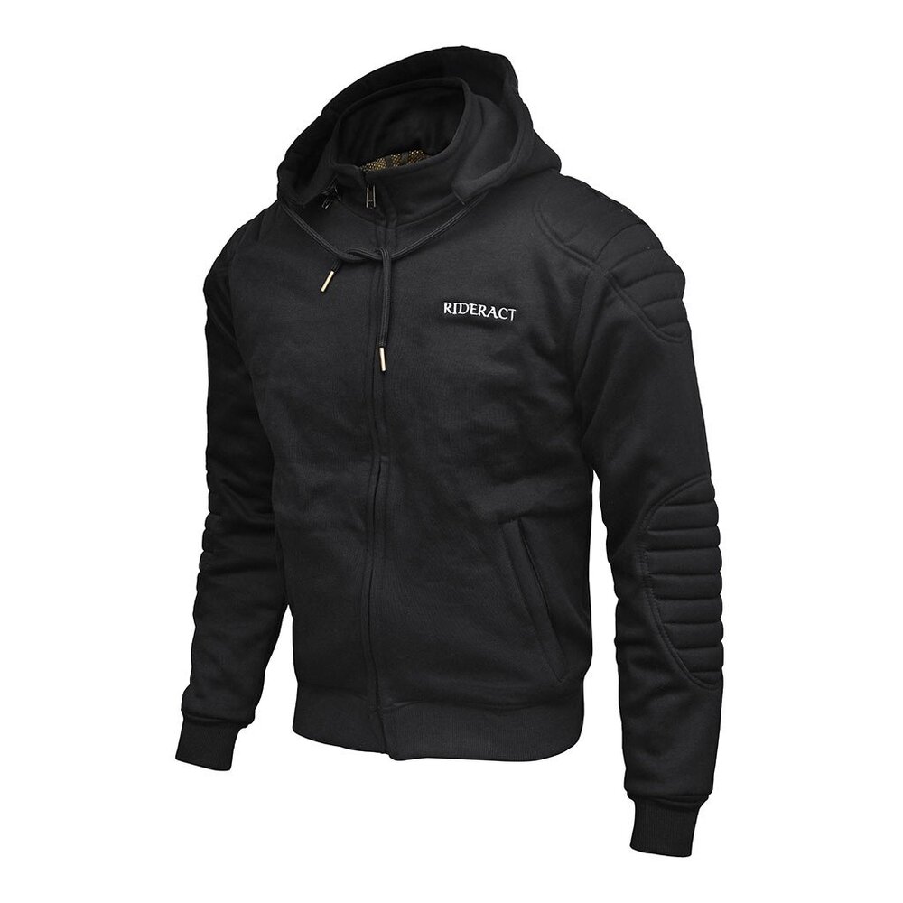 RIDERACT® Mens Motorcycle Black Hoodie Rainforced Riders Hoodie With CE Armors L - Picture 5 of 10